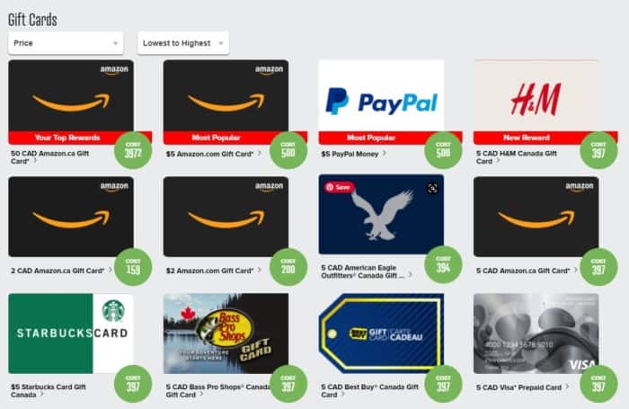 PrizeRebel gift card rewards