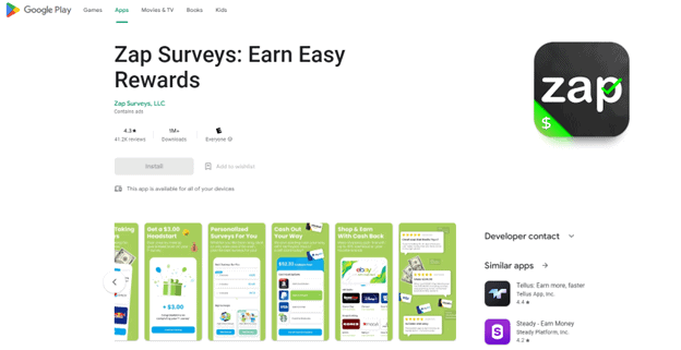 image showing zap surveys app download on google play