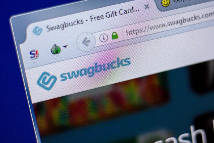 Homepage of Swagbucks on a computer