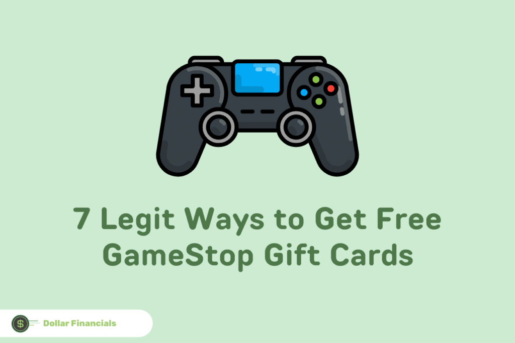 A cartoon video game controller above the text “Legit ways to get free GameStop gift cards“