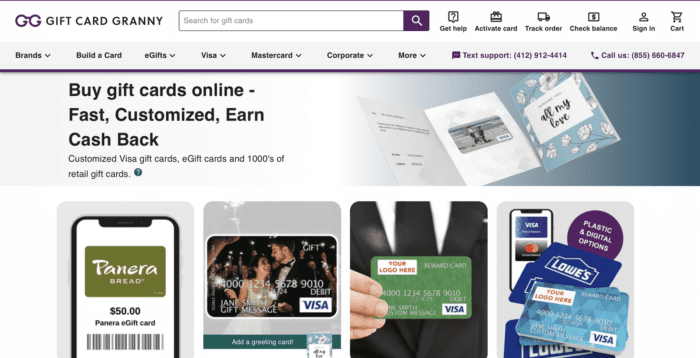 Gift Card Granny homepage