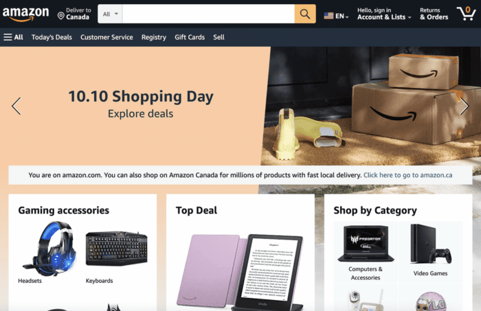 Amazon homepage