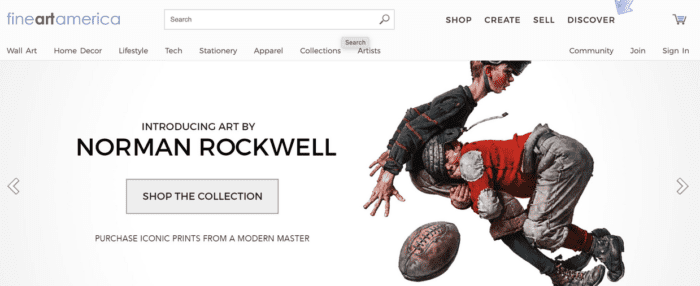 Fine Art America homepage