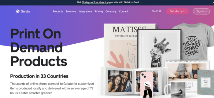 Gelato homepage