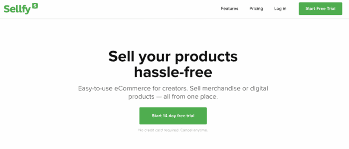 Sellfy homepage
