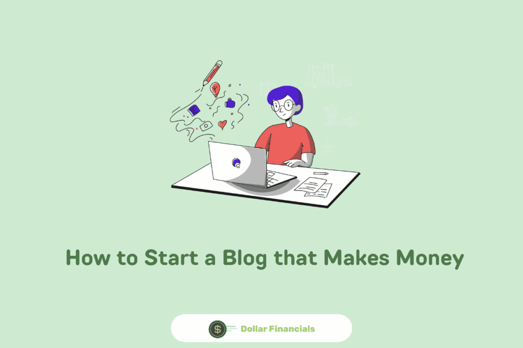 image showing a man blogging to make money at home