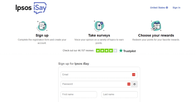 image showing ipsos i-say website homepage